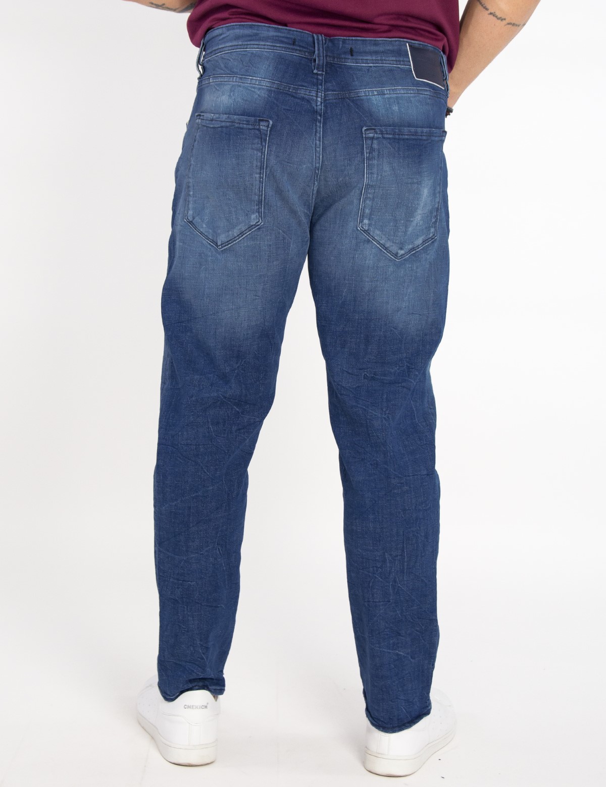 Ανδρικό ελαστικό Τζιν Παντελόνι Πλυμένο πεντάτσεπο με κουμπιά OD51321 φωτογραφία